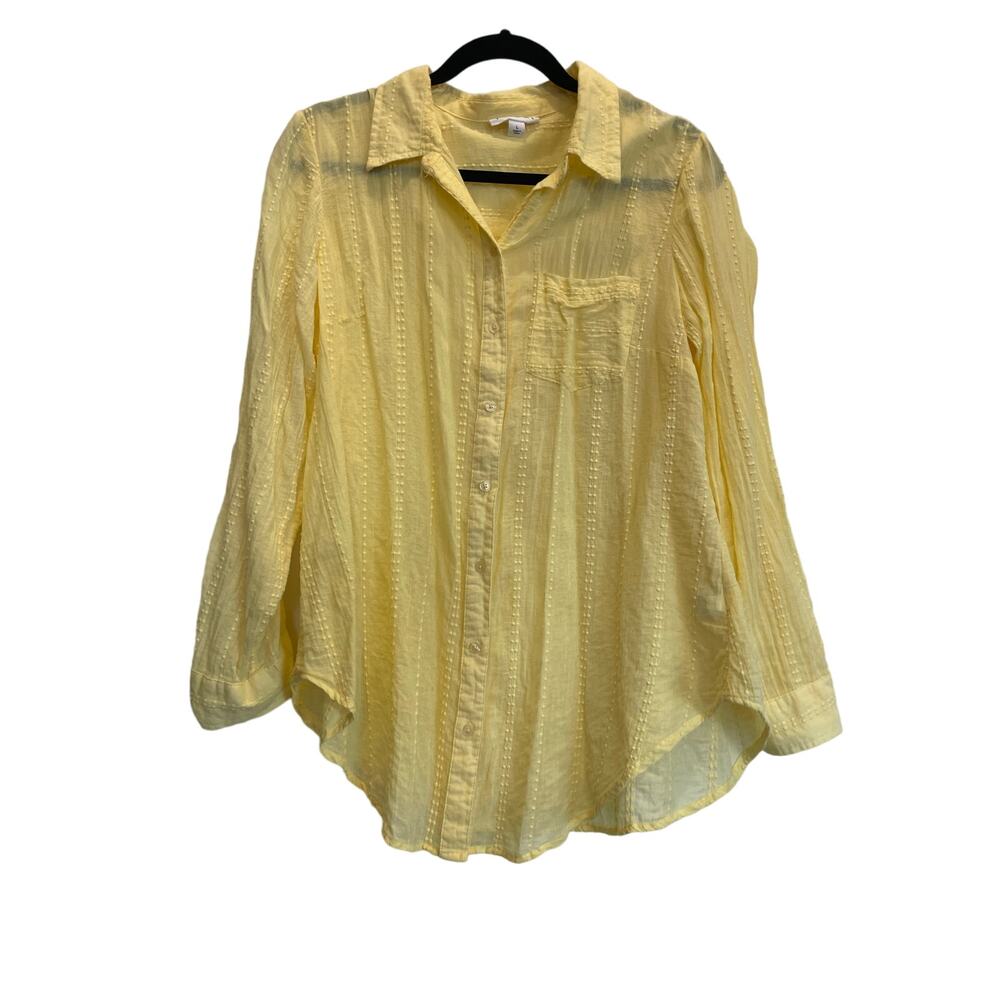 Westport ladies button up yellow L long sleeve 100% Cotton